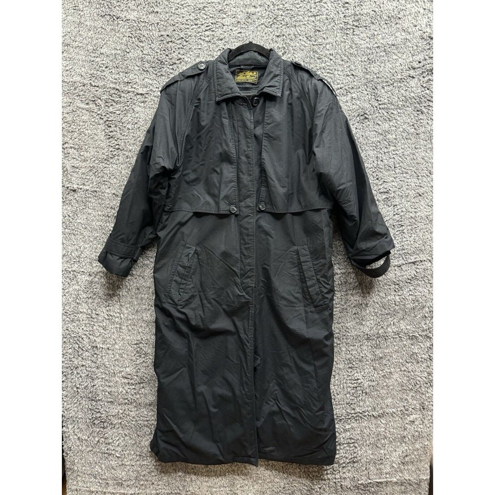 VTG Eddie Bauer 90's Black Trench Coat Removable Goose Down Liner Size M